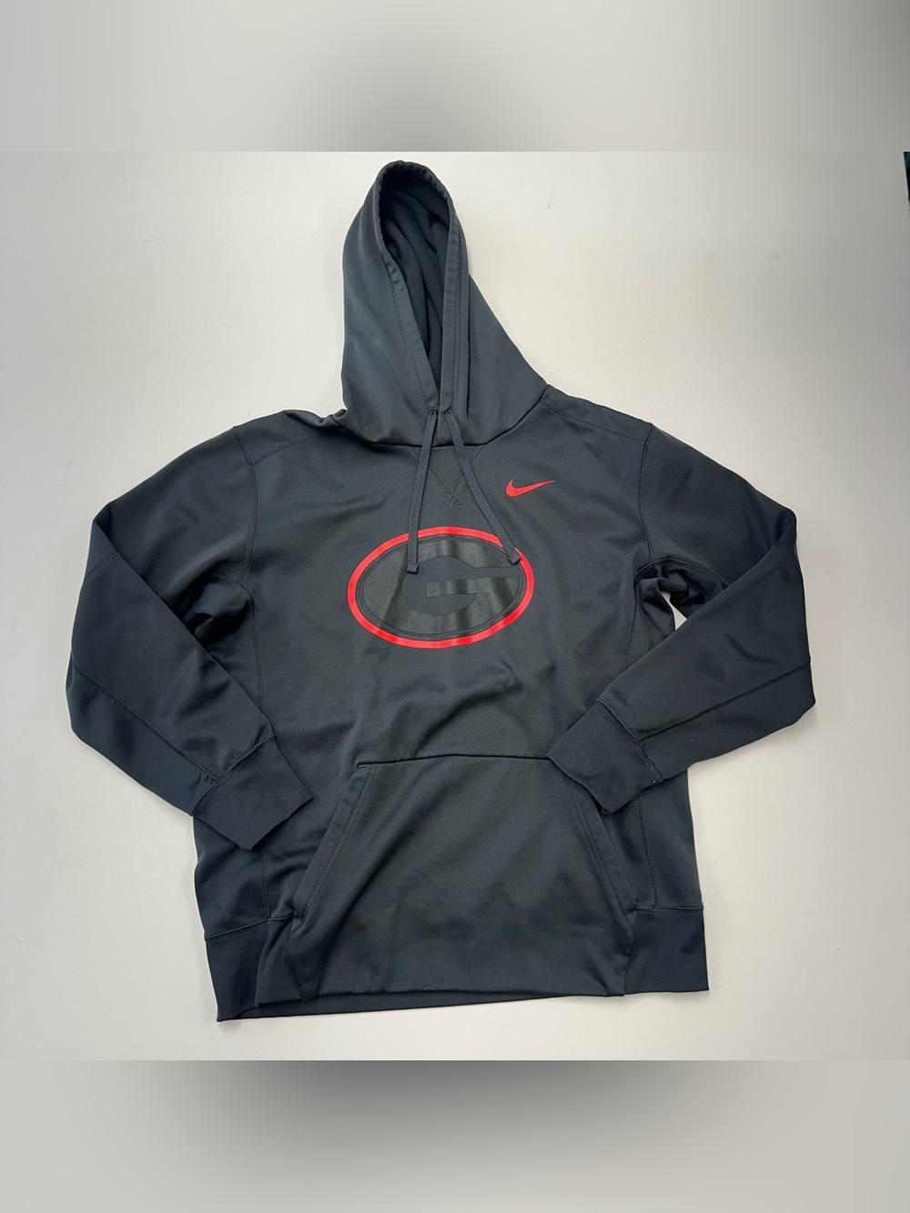 Nike Georgia Bulldogs Therma-FIT Hoodie Sweatshirt Sweater Gray Red Mens Large